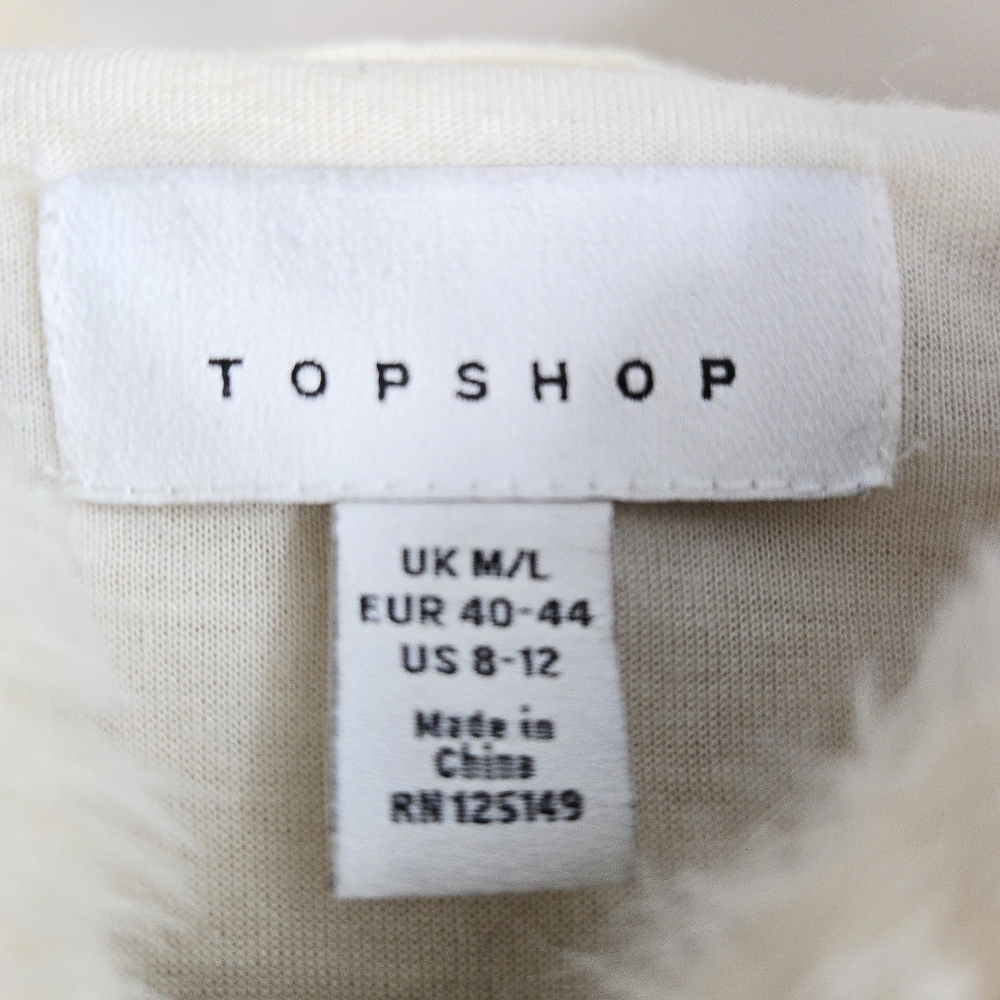 Top‎ Shop Jacket Cream Faux Fur Hooded Bomber - Picture 3 of 16